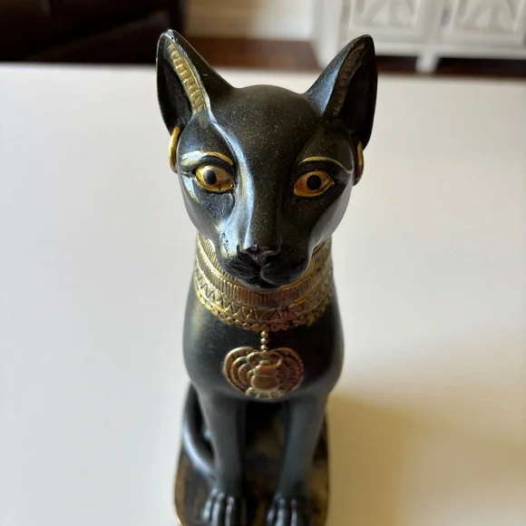 Egyptian Cat Home Decor Bastet Collectible Sphynx 11” Figurine - Picture 5 of 12